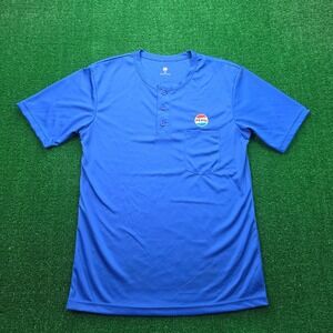 Pepsi Employee Henley Shirt Mens Medium Blue Short Sleeve Uniform Work Wear